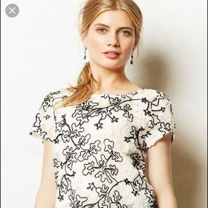 White/Black meadow rue cherry blossom blouse